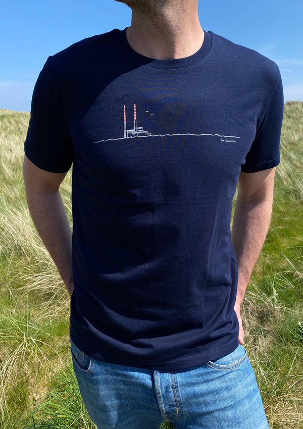 Poolbeg Chimneys / Pigeon House (French Navy) - 100% Organic cotton t-shirt