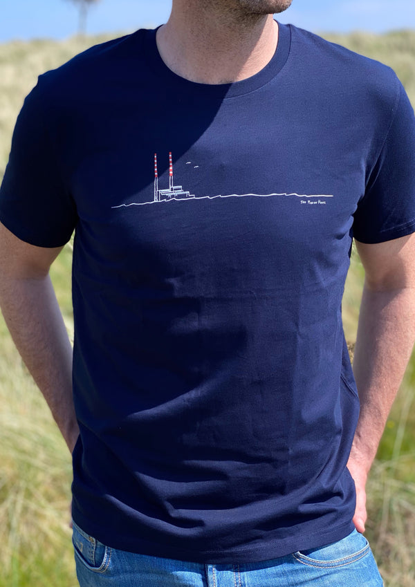 Poolbeg Chimneys / Pigeon House (French Navy) - 100% Organic cotton t-shirt