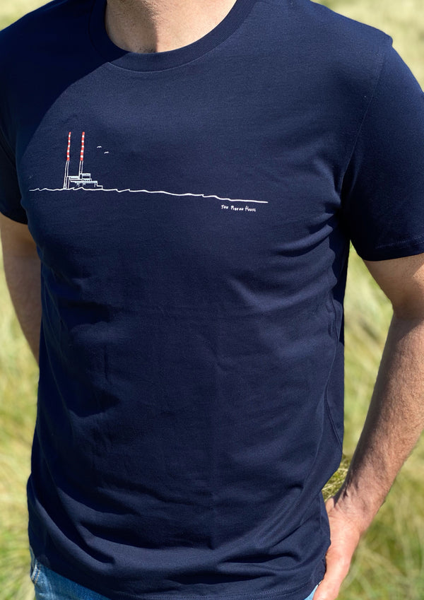 Poolbeg Chimneys / Pigeon House (French Navy) - 100% Organic cotton t-shirt