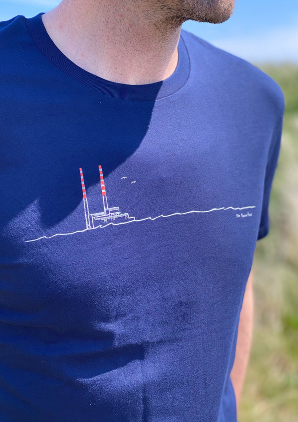 Poolbeg Chimneys / Pigeon House (French Navy) - 100% Organic cotton t-shirt