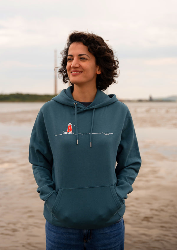 Poolbeg Lighthouse - 100% Organic cotton Hoodie(regular pockets)