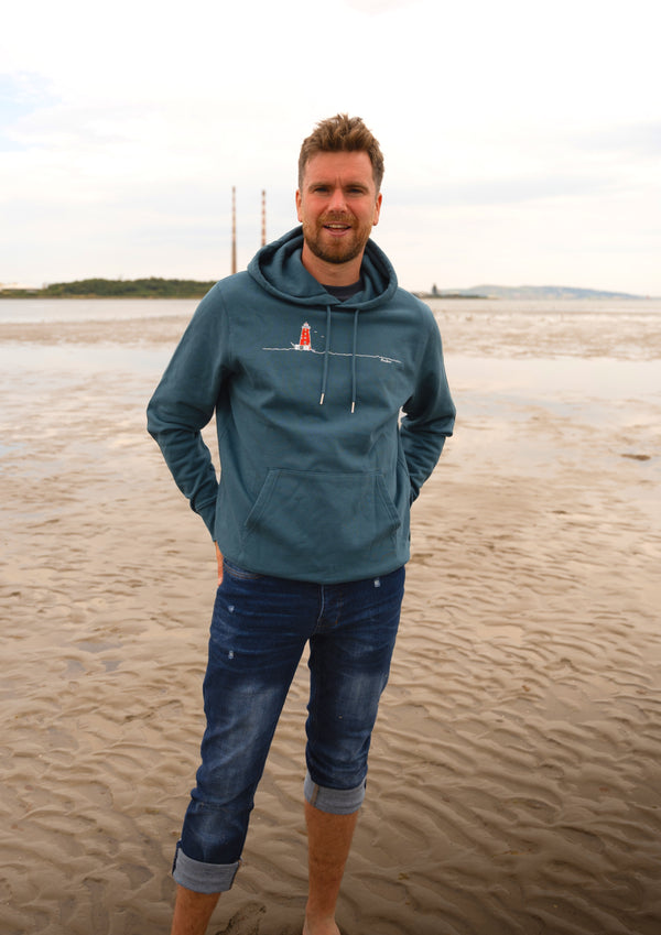 Poolbeg Lighthouse - 100% Organic cotton Hoodie(regular pockets)