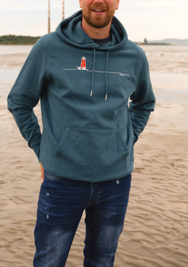 Poolbeg Lighthouse - 100% Organic cotton Hoodie(regular pockets)